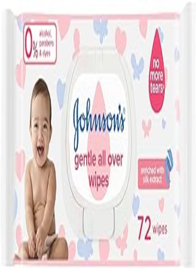 Johnson's Baby Wipes - Gentle All Over, Pack of 72 wipes