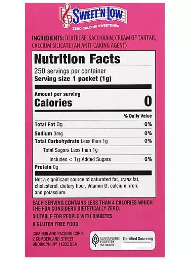 SWEET'N LOW Low Calorie Sweetener 250 Packets - Image 2