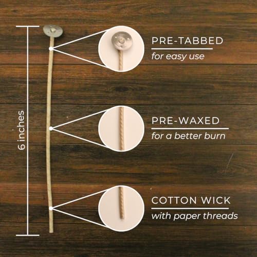 Direct Candle Supply Candle Wicks for Candle Making | 6 inch Stabilo CD 16 Wicks | 100pcs of Cotton Wicks for Candles and Candle Making Supplies, White - Image 2