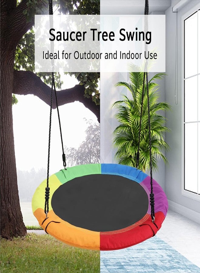 Olpad 24" Saucer Tree Swing for Kids Round 2 Person Flying Swing Seat for Kids & Adults 750 Lbs Capacity Waterproof Adjustable Hanging Ropes for Backyard, Outdoor and Indoor - Image 2