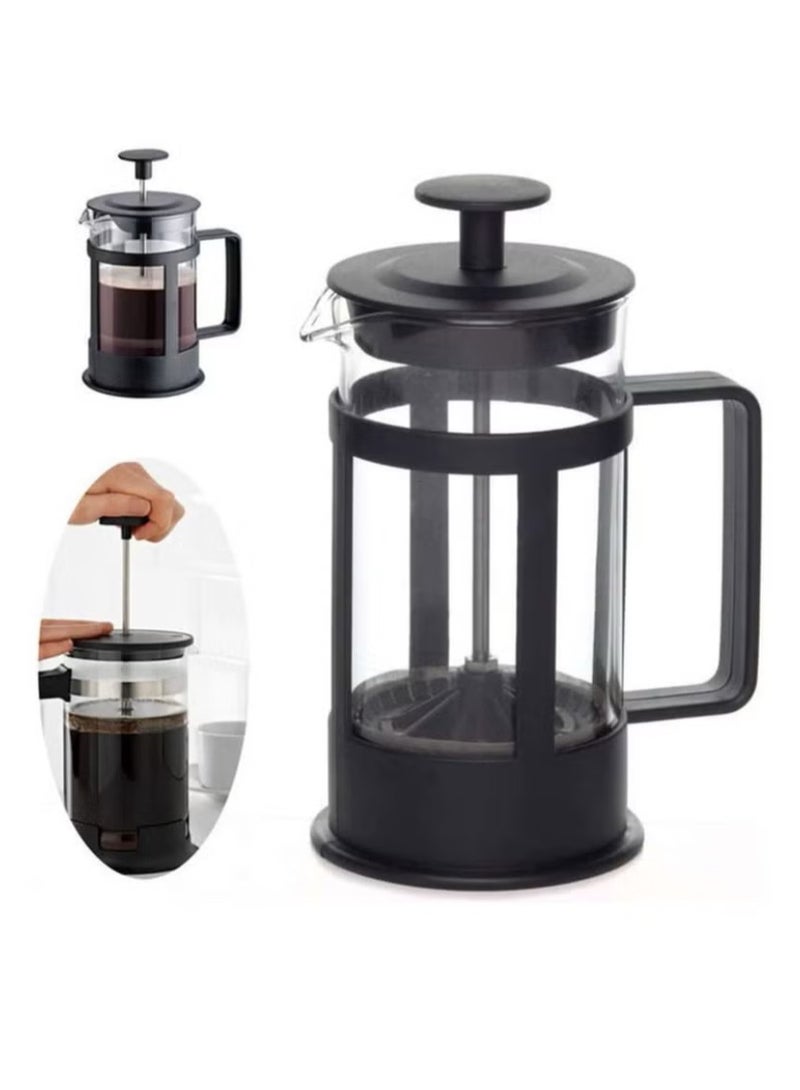 Coffee French Press Coffee Maker Machine Coffee Pot Premium High Borosilicate Glass Carafe 304 Grade Stainless Steel Durable Plastic Frame 1-2 Cup 300ml - Image 1