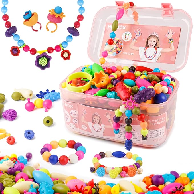 Girls Crafts Jewelry Making Kit for Toddlers - Pop Beads Toys Sets for Little Kids Age 3 4 5 6 Year Old, Ideas Birthday Gifts