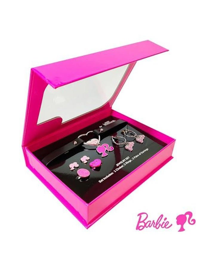 Luv Her Barbie themed 2-Piece Adjustable Ring Set, a pair of stud and hoop earrings, and a choker for Girls - Barbie Themed Charms, Universally Fitting & Stylish Gifts and Accessorie A Must-Have Accessory - Image 4