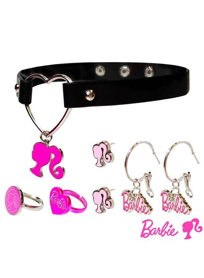 Luv Her Barbie themed 2-Piece Adjustable Ring Set, a pair of stud and hoop earrings, and a choker for Girls - Barbie Themed Charms, Universally Fitting & Stylish Gifts and Accessorie A Must-Have Accessory - Image 5