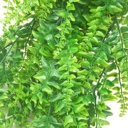 Antspirit 2pack Artificial Fake Hanging Ferns Plants Vine Fake Ivy Boston Outdoor UV Resistant Plastic (Green) - Image 2