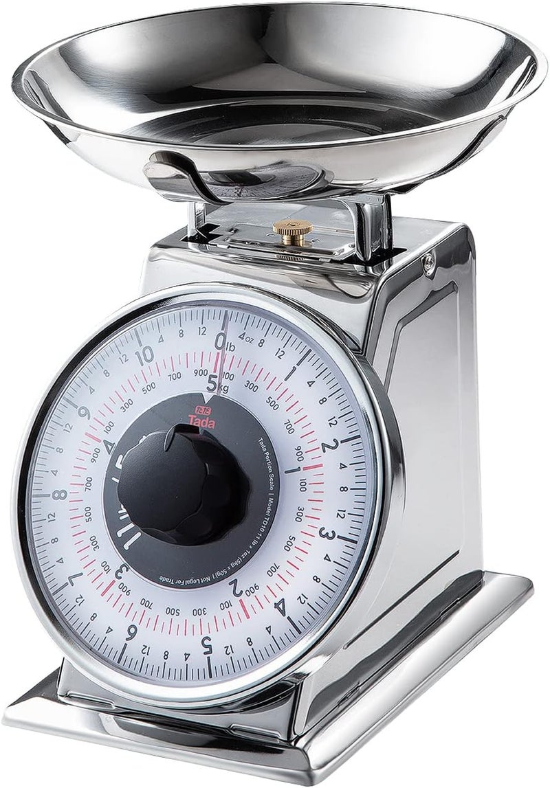 ta da 11lb Analog Mechanical Kitchen Weighing Food Scale with Bowl, Tare Function, Retro Style, Stainless Steel - Image 1