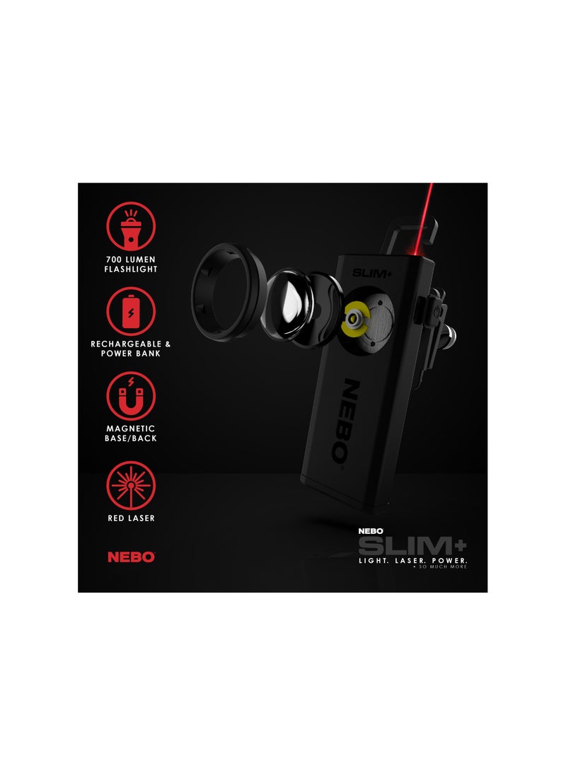 NEBO - SLIM+  Rechargeable Pocket Light with Laser Pointer and Power Bank - Image 1