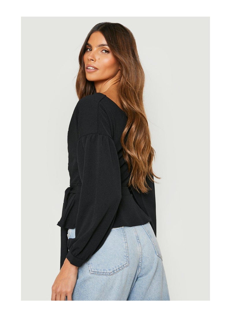 boohoo - Bell Sleeve Wrap Over Top - Image 1