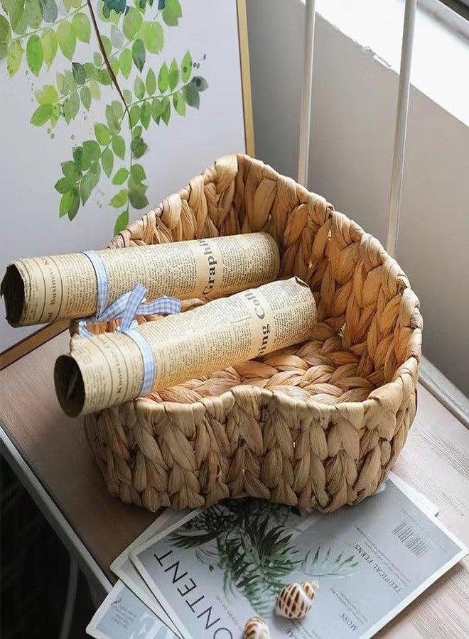 Xinally Set of 3 Natural Water Hyacinth Storage Baskets,Heart Shaped Hand Woven Baskets for Storage,Small Storage Basket for Storing Vegetables, Cosmetics, or Other Essential items - Image 5