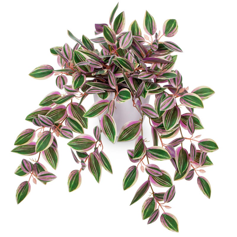 Briful Faux Plants Indoor Fake Potted House Plants Artificial Watermelon Peperomia Hanging Plant for Home Office Bedroom Aesthetic Shelf Kitchen Decoration(Pink - 1 Pack) - Image 1