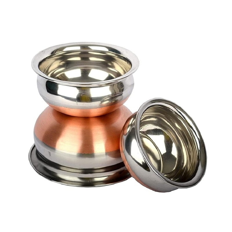 RBGIIT Mirror Finish Stainless Steel deep VesselParabhu ChettyCooking Serving Pot for Kitchen3 pcs Copper Handi - Image 1