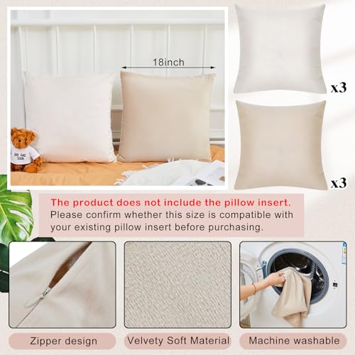 Berlune 6 Pcs Velvet Throw Pillow Covers 18" x 18" Decorative Cushion Cases Soft Pillowcase for Graduation Coquette Party Accessories Couch Sofa Bed Chair Home Decor, No Inserts (Morandi Color) - Image 2