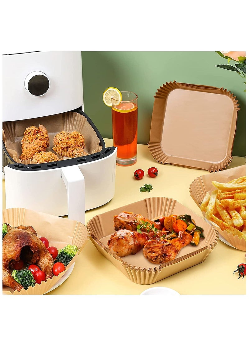BestStore - Disposable Square Air Fryer Liners – 100-Pack Non-Stick Food-Grade Parchment Paper for Baking, Roasting, and Frying – Heat Resistant to 428°F – Suitable for Square Air Fryer Trays - Image 1