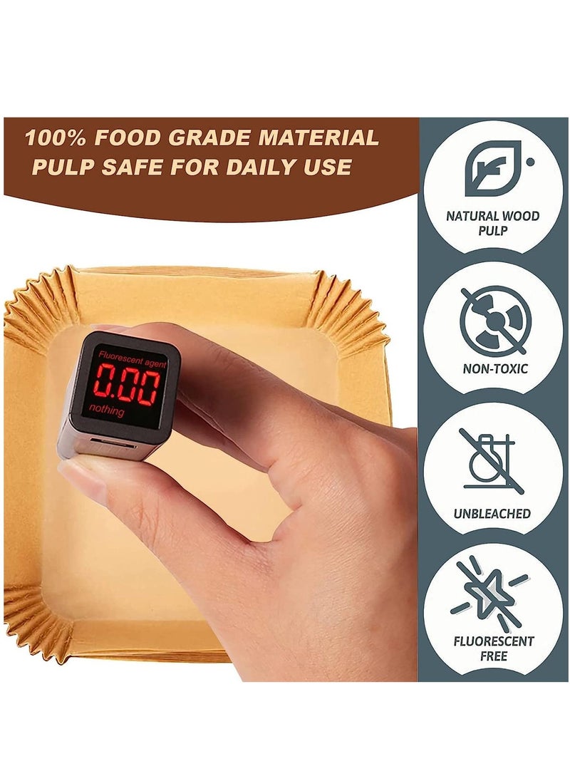 BestStore - Disposable Square Air Fryer Liners – 100-Pack Non-Stick Food-Grade Parchment Paper for Baking, Roasting, and Frying – Heat Resistant to 428°F – Suitable for Square Air Fryer Trays - Image 1