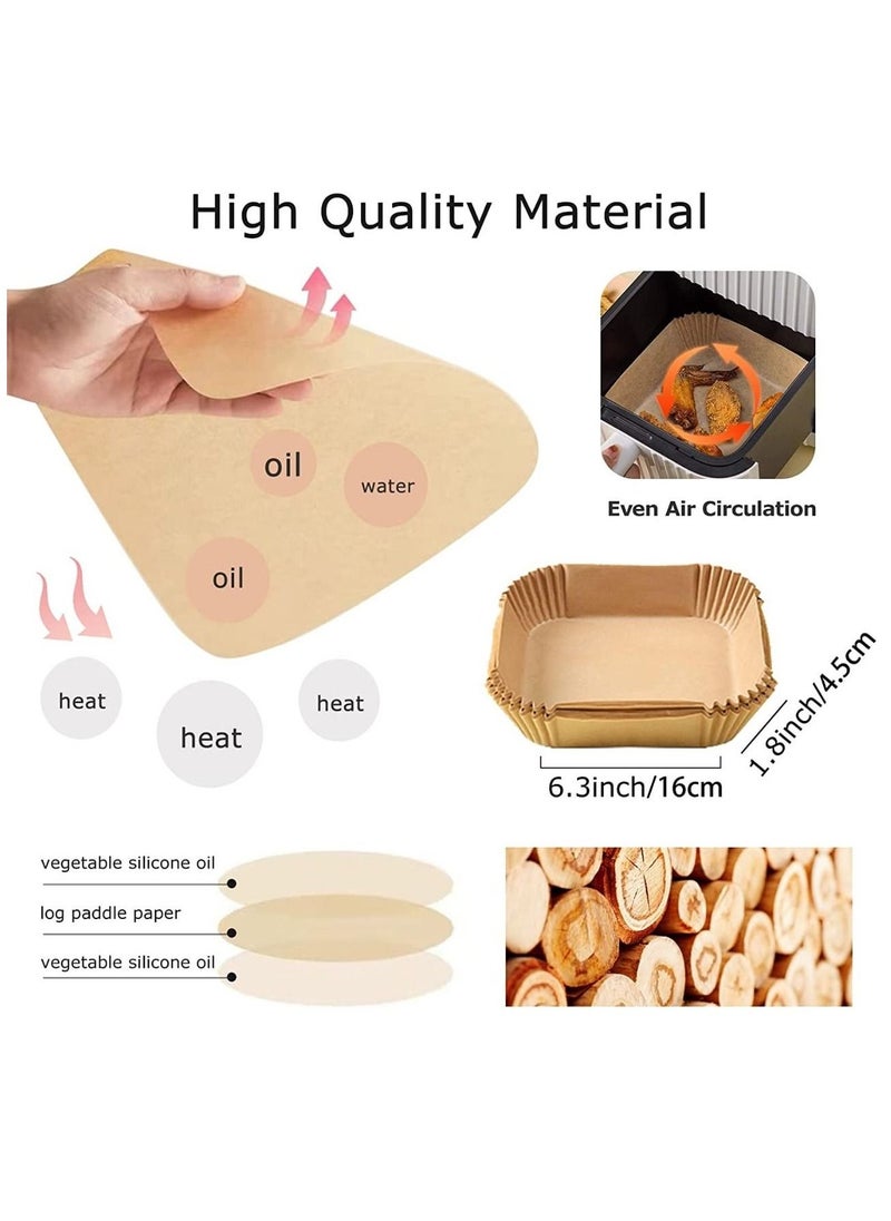 BestStore - Disposable Square Air Fryer Liners – 100-Pack Non-Stick Food-Grade Parchment Paper for Baking, Roasting, and Frying – Heat Resistant to 428°F – Suitable for Square Air Fryer Trays - Image 1