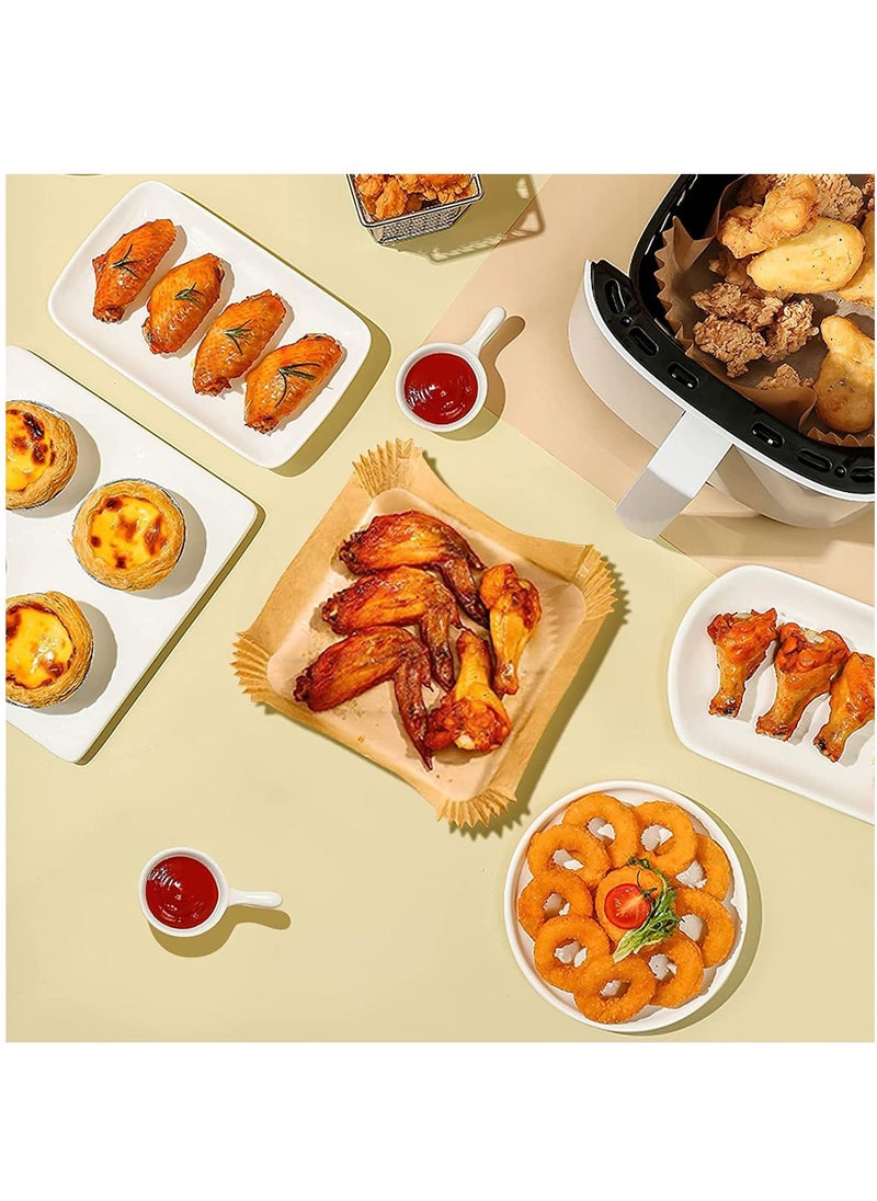 BestStore - Disposable Square Air Fryer Liners – 100-Pack Non-Stick Food-Grade Parchment Paper for Baking, Roasting, and Frying – Heat Resistant to 428°F – Suitable for Square Air Fryer Trays - Image 1