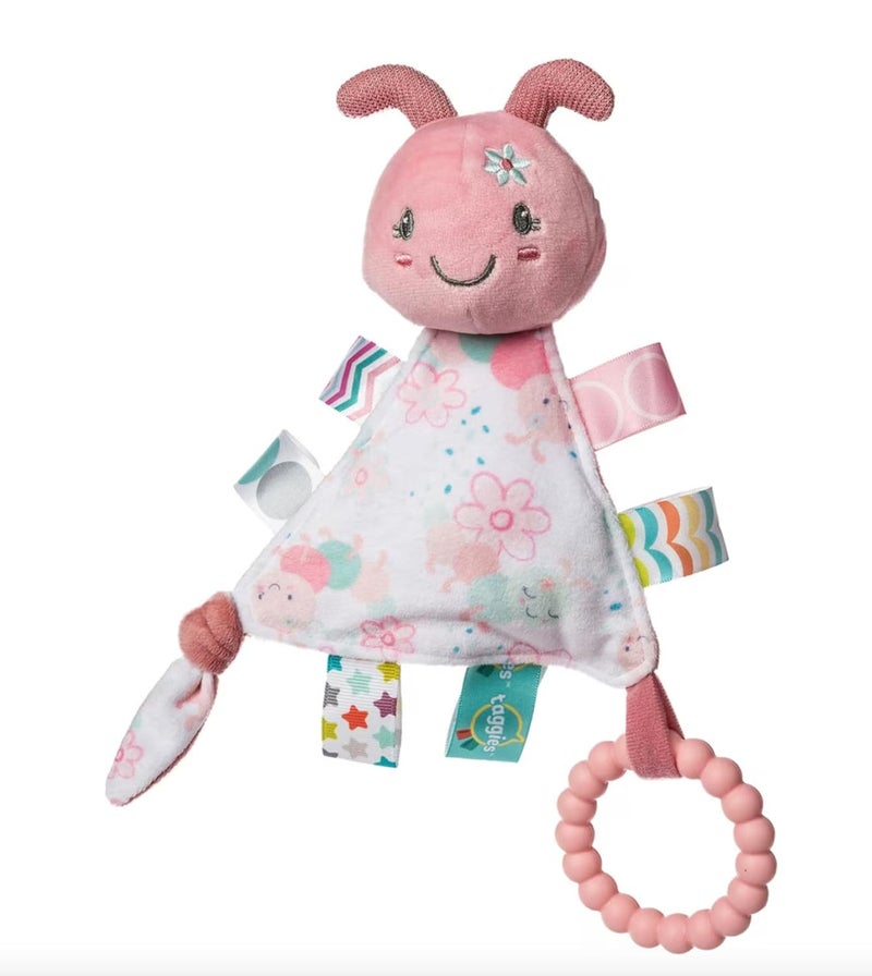 Taggies Teething Toys Baby Rattle Portable Triangle Activity Toy with Sensory Tags 6Inches Camilla Caterpillar - Image 1