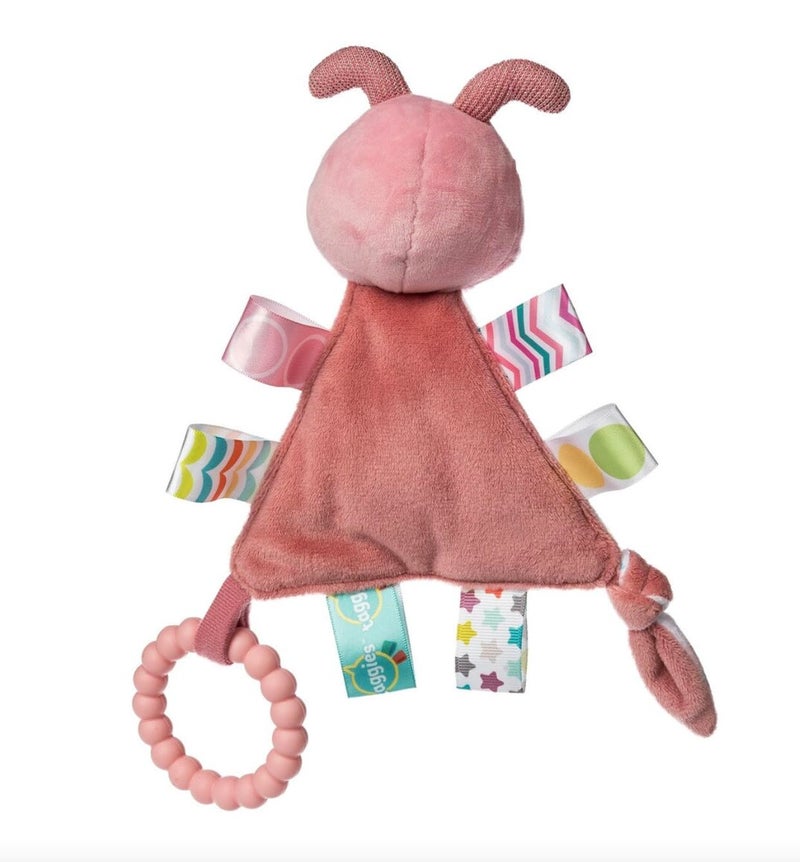 Taggies Teething Toys Baby Rattle Portable Triangle Activity Toy with Sensory Tags 6Inches Camilla Caterpillar - Image 4