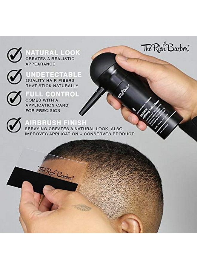 The Rich Barber N’Hance Hair Building Fibers Hold Spray Applicator & Card 4In1 Set L Longlasting Hair And Beard Thickening Fiber Spray With Applicator & Style Card Kit (Black)  - Image 4