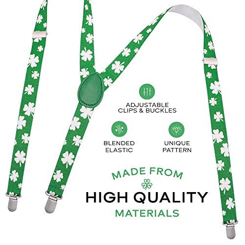 Man of Men St Patricks Day Suspenders for Men- St Patty's Day Accessories - Mens Suspenders Shamrock with Clips Irish Party - Image 2