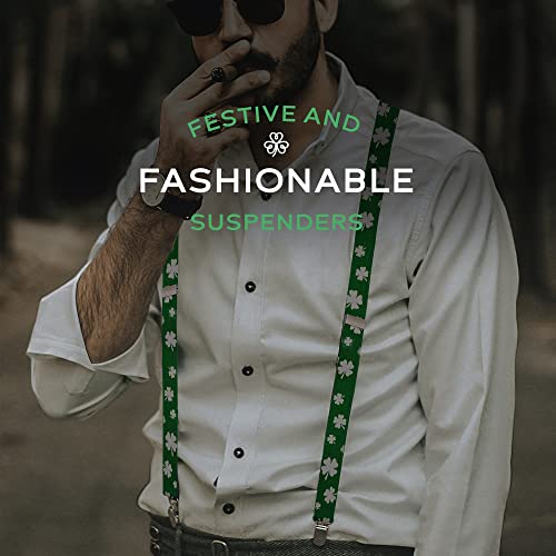 Man of Men St Patricks Day Suspenders for Men- St Patty's Day Accessories - Mens Suspenders Shamrock with Clips Irish Party - Image 3