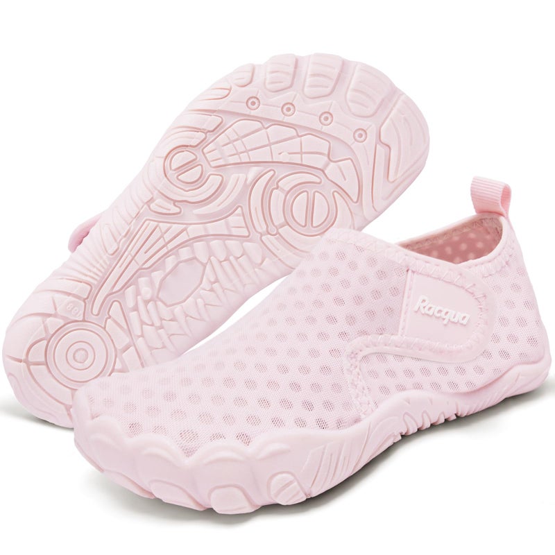 Racqua Girls Water Shoes Kids Boys Swim Aqua Quick Dry Breathable Barefoot Lightweight Non-Slip Pool Beach Outdoor Pink Big Kid 2 - Image 1