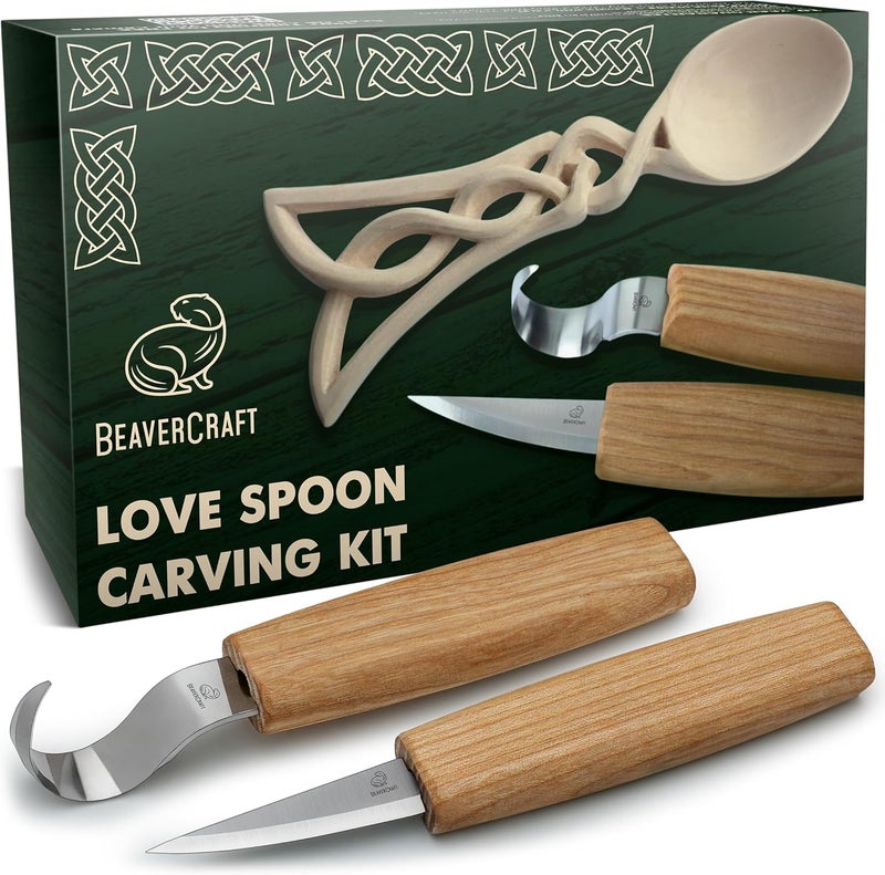 BeaverCraft, Spoon Carving Kit for Beginners DIY04 - Wood Carving Whittling Hobby Kit for Adults and Teens - Wood Carving Knives - Wood Carving Hook Knife - Woodworking Tools - Spoon Carving Tools - Image 1