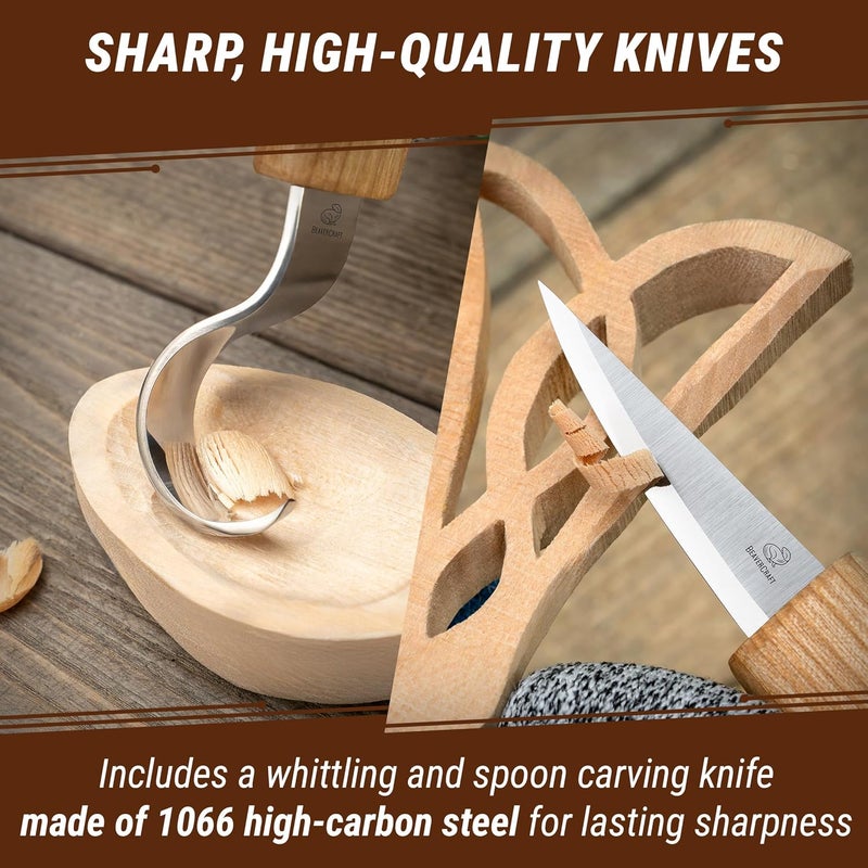 BeaverCraft, Spoon Carving Kit for Beginners DIY04 - Wood Carving Whittling Hobby Kit for Adults and Teens - Wood Carving Knives - Wood Carving Hook Knife - Woodworking Tools - Spoon Carving Tools - Image 4