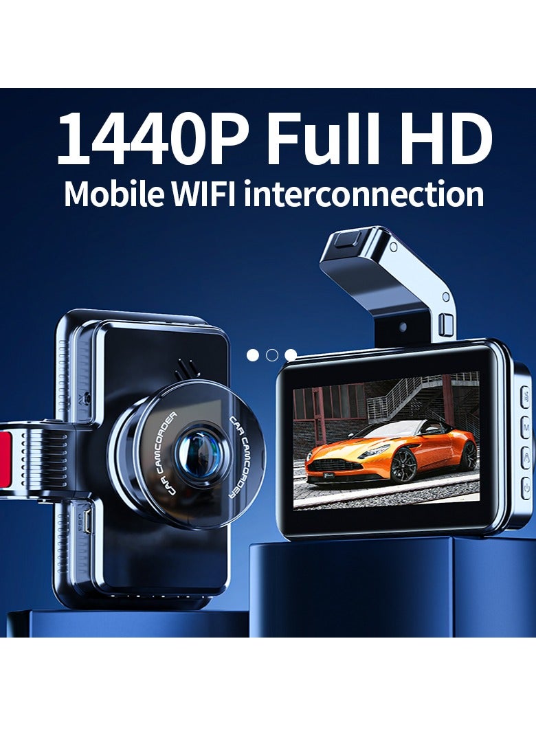 AROAQ Car Dash Cam, 1440p Dash Camera Dual Lens, Multifunctional Car Camera With DVR Recorder G-sensor Loop Recording, Durable Dashboard Camera With Parking Monitor, ( 64GB Single Camera) - Image 3