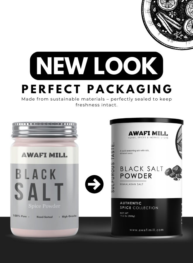 أباميك AWAFI MILL مسحوق ملح الهيمالايا الأسود (كالا نمك) | ملح إنهاء بنكهة كبريتية–مدخنة للشات، الرايتا، سلطات الفواكه والنكهات النباتية – 500 غرام | 17.6 أونصة - Image 2