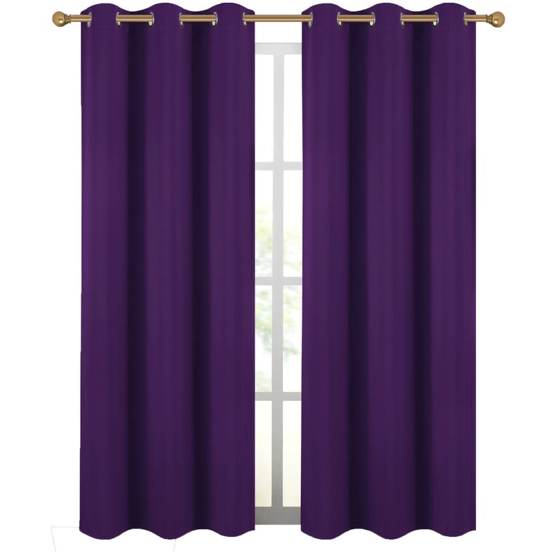 Diraysid Purple Grommet Blackout Curtains for Bedroom Thermal Insulated Room Darkening Curtains Drapes 42 x 84 2 Panels