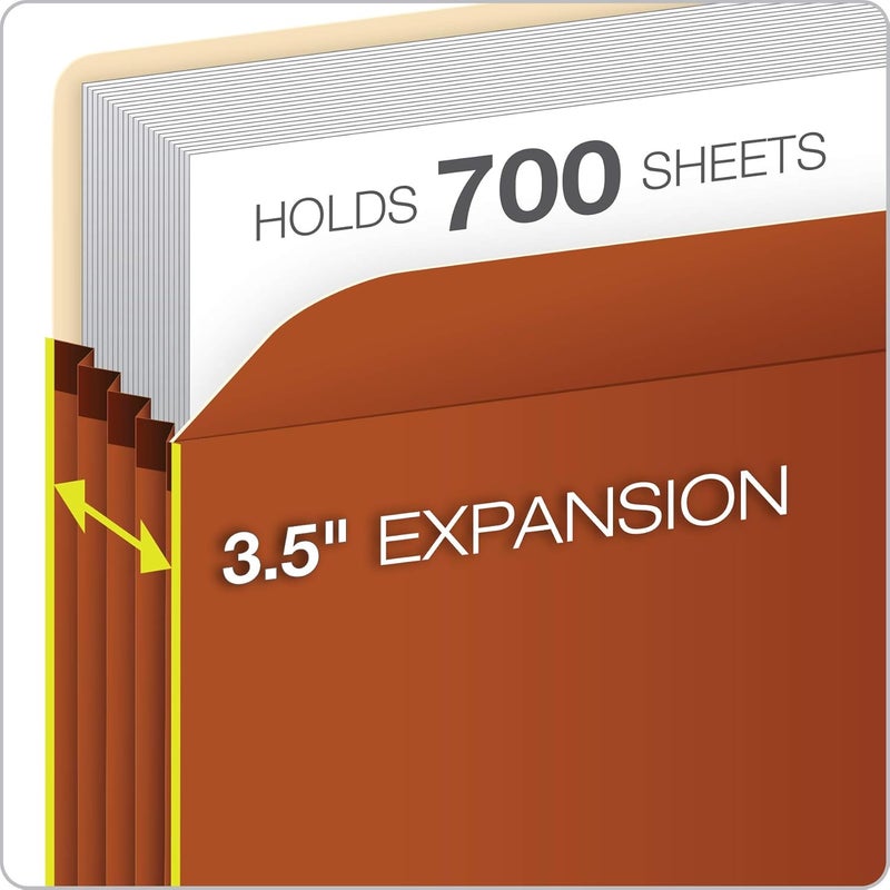 Pendaflex Expanding File Pockets, Letter Size, Redrope, 3.5" Expansion, Reinforced with DuPont Tyvek Material, Redrope, 25 per Box (1524E-OX) - Image 2