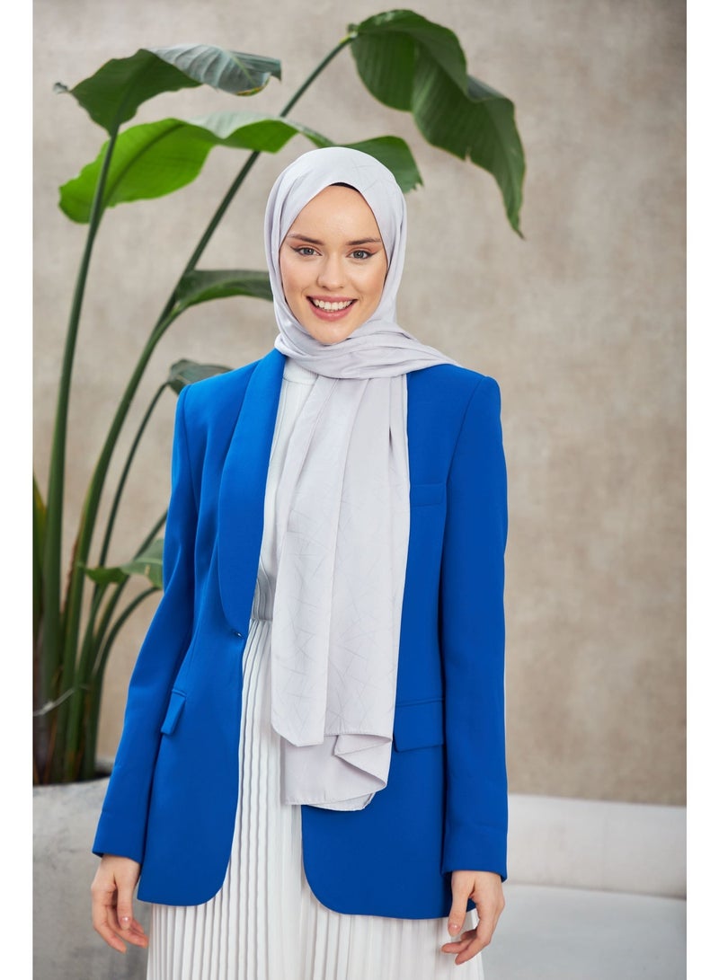 وشاح حجاب جاكار ناعم حريري باللون رمادي – خليط قطن وفيسكوز بنقشة ناعمة - Image 5