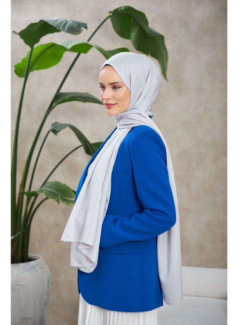 وشاح حجاب جاكار ناعم حريري باللون رمادي – خليط قطن وفيسكوز بنقشة ناعمة - Image 3