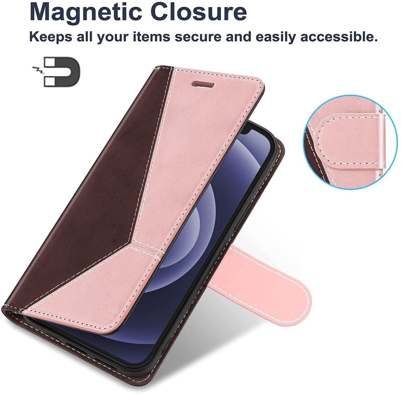 ClickCase Trend Series for Poco X4 Pro 5G Leather Wallet Flip Case Magnetic Closure Flip Cover for for Poco X4 Pro 5G (Rose Gold & Brown) - Image 2