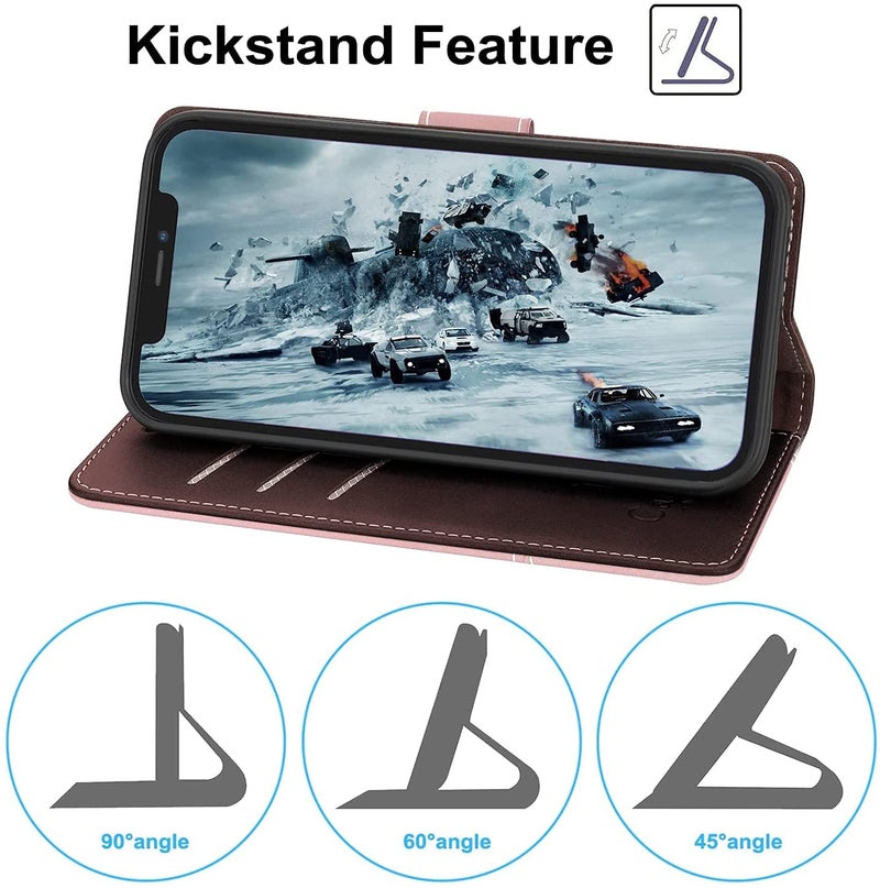 ClickCase Trend Series for Poco X4 Pro 5G Leather Wallet Flip Case Magnetic Closure Flip Cover for for Poco X4 Pro 5G (Rose Gold & Brown) - Image 4