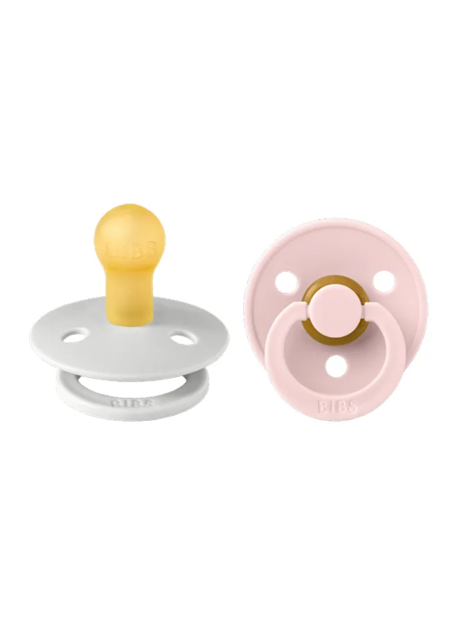 BIBS 2 - Pieces Colour Natural Rubber Pacifier For 0 - 6 Months Babies Size 1, Haze/Blossom