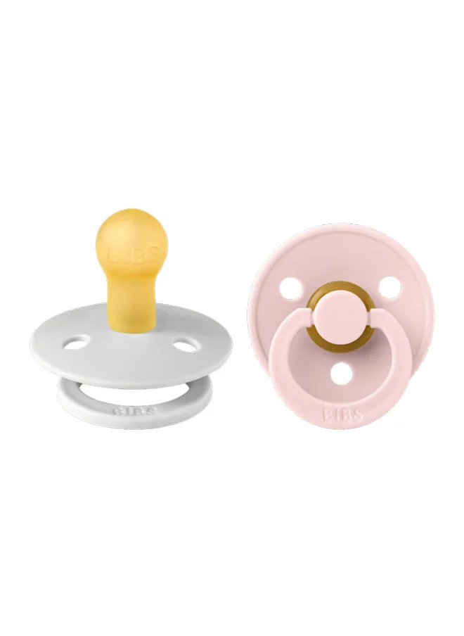 BIBS 2 - Pieces Colour Natural Rubber Pacifier For 0 - 6 Months Babies Size 1, Haze/Blossom