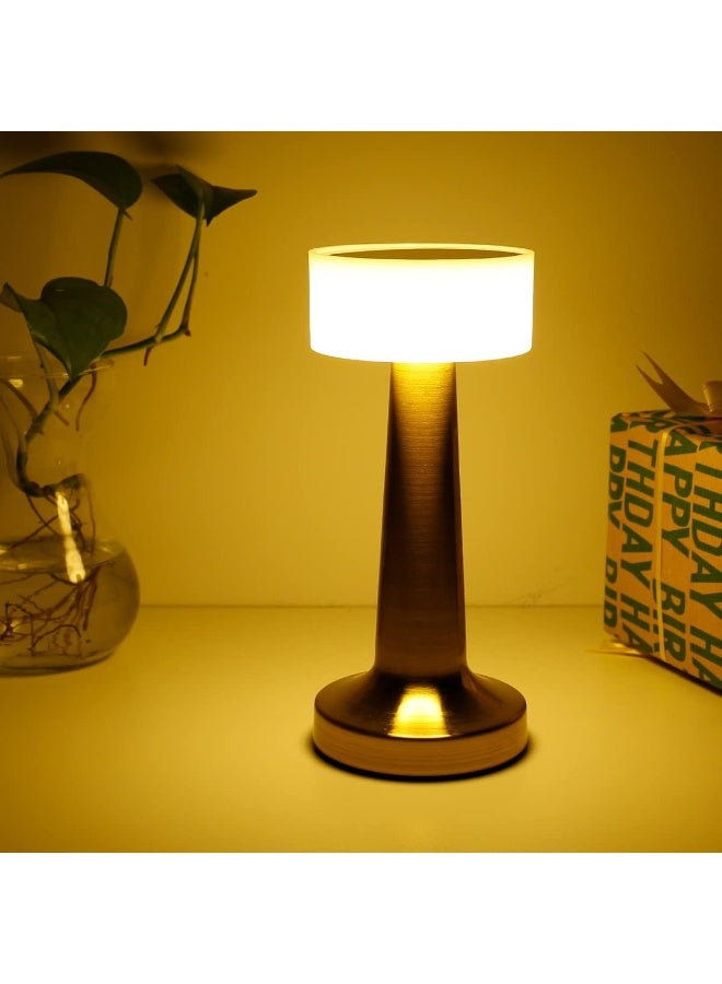 Cordless Table Lamp, Rechargeable Touch Control LED Desk Lamp with 3 Level Warm Brightness Dimming, Metal Eye-Protection Bedside Lamp Reading Light for Bedroom, Restaurant, Indoor Outdoor - Image 1