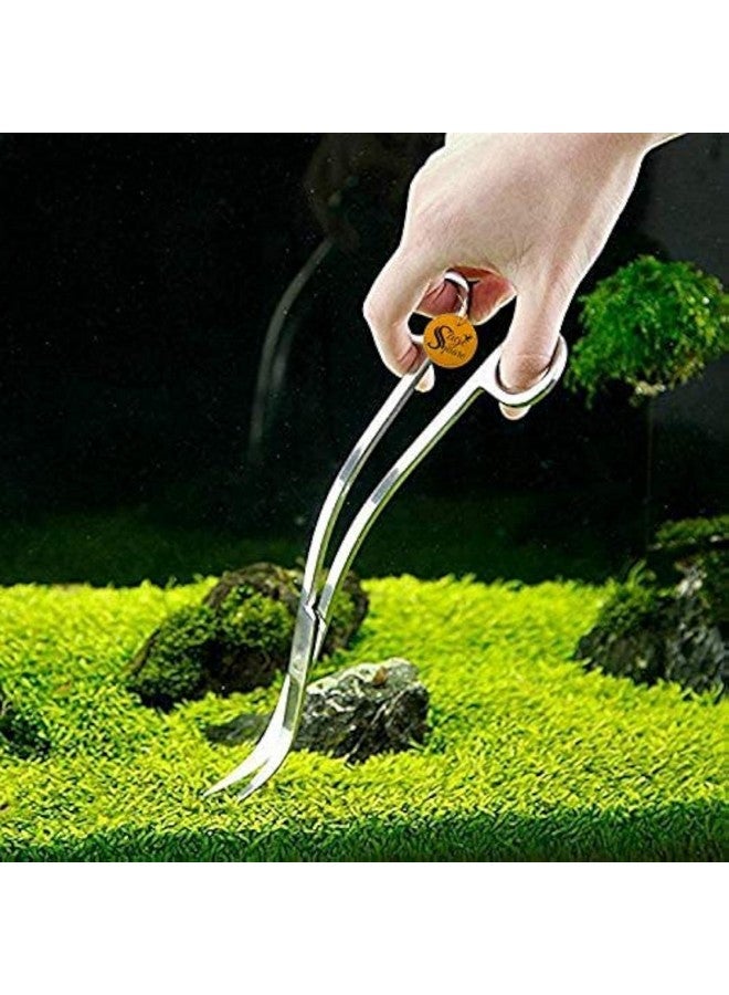 Sage Square Aquarium Tongs Scissor - Premium Stainless Steel Tools for Aquascaping, Fish Tank Maintenance, and Aquatic Plant Care | Wave Curve Scissors, Scaping Tongs. - Image 1