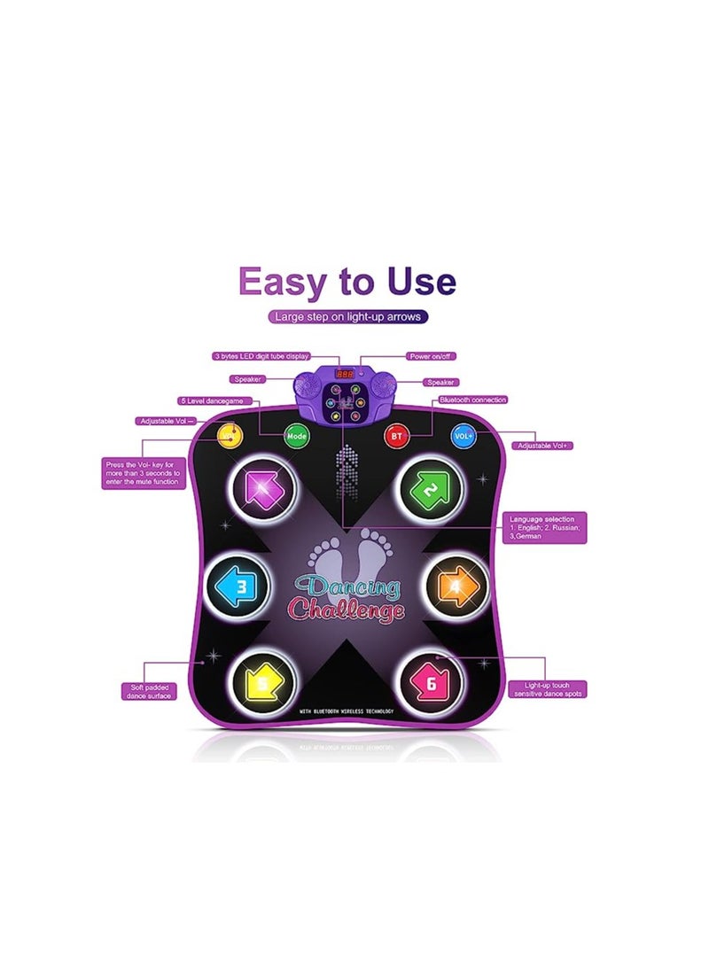 ORiTi Electronic Dance Pad with Light-up 6-Button & Wireless Bluetooth, Music Dance Game Mat with 5 Game Modes  - Image 2