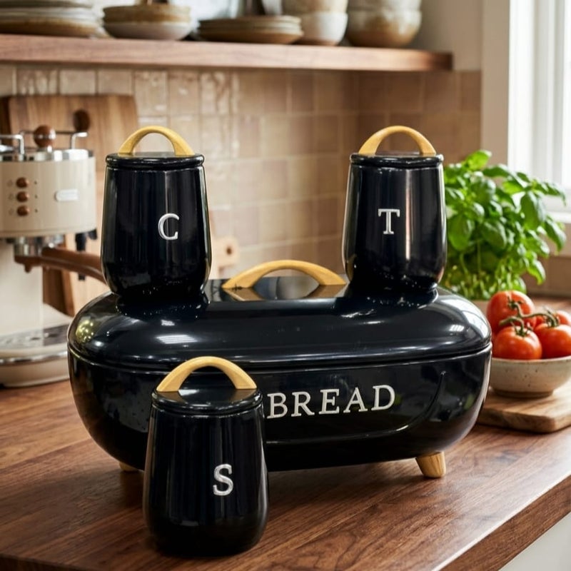 Black 3-piece Saj spice set with food container