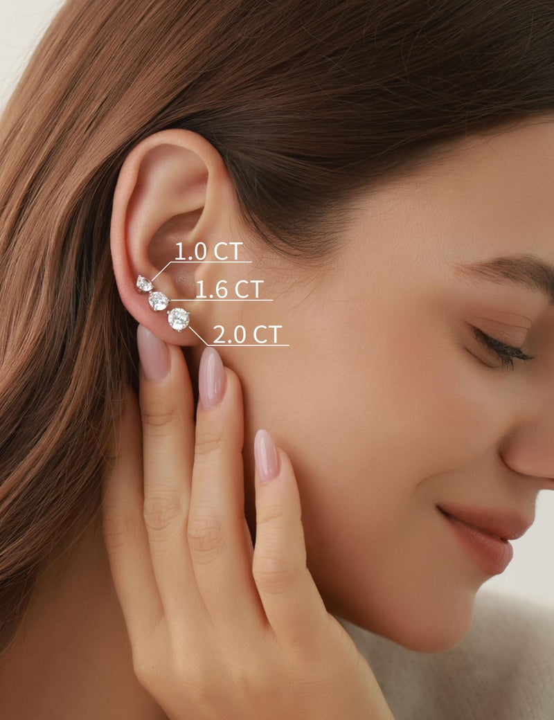 ASHINE Flat Back Stud Earrings for Women Hypoallergenic 14k Gold Cubic Zirconia Screw Back Nickel Free Small Stud Earrings Valentine Anniversary (Gold-1 Carat) - Image 2