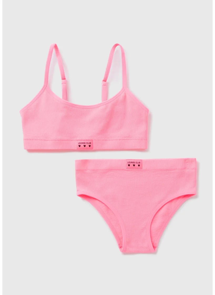 Matalan Girls Pink Crop Top & Knicker Set