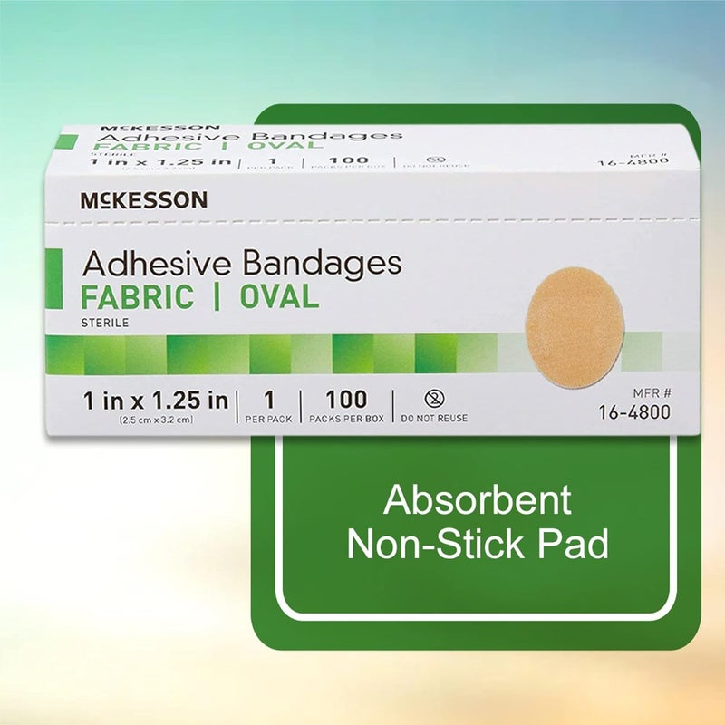 McKesson Adhesive Bandages Sterile Fabric Oval 1 in x 1 14 in 100 Count 1 Pack - Image 3