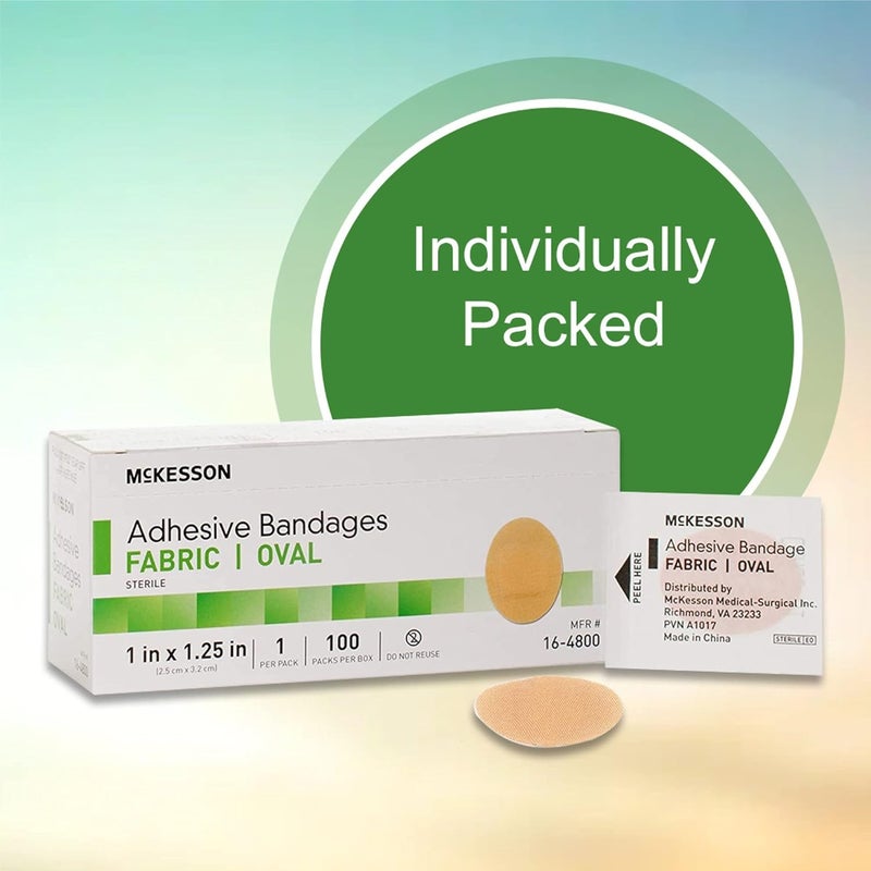 McKesson Adhesive Bandages Sterile Fabric Oval 1 in x 1 14 in 100 Count 1 Pack - Image 5