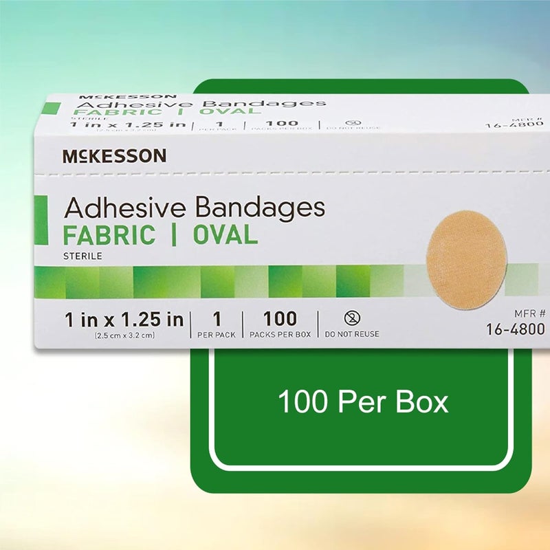 McKesson Adhesive Bandages Sterile Fabric Oval 1 in x 1 14 in 100 Count 1 Pack - Image 4