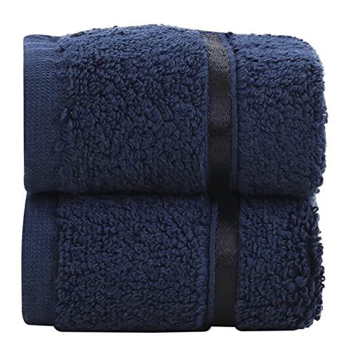 Spread Spain 100% Cotton Face Towel, Roman Face Towel Set of 2, 600 GSM, Super Absorbent, Soft & Quick Dry Towels for Gym, Sports, Travel, Suitable for Acne Prone Skin (30x30cm, Navy Blue) - Image 1