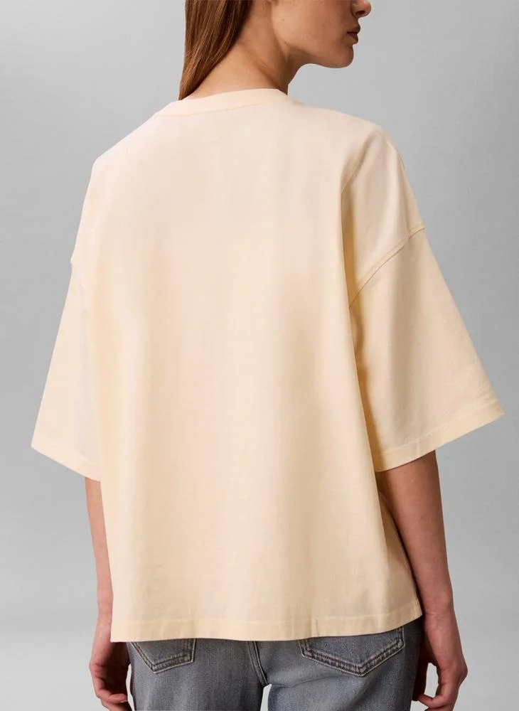 Calvin Klein Jeans  Oversized Cotton Badge T-shirt for Women | Best Price UAE