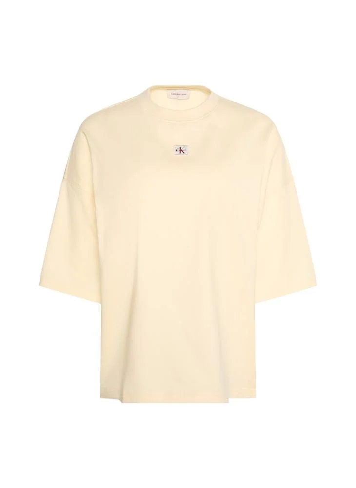 Calvin Klein Jeans  Oversized Cotton Badge T-shirt for Women | Best Price UAE
